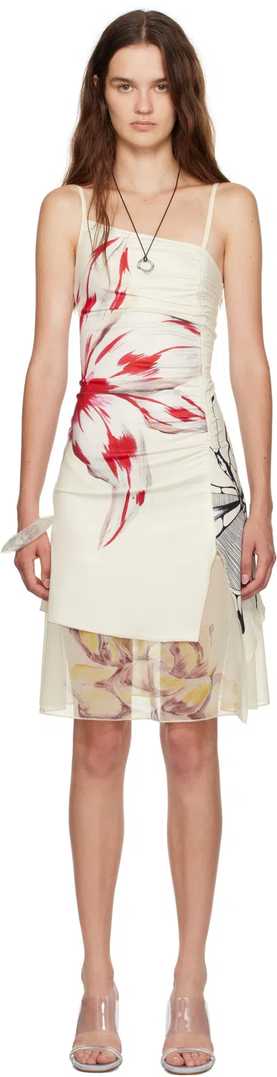 Juliet Johnstone Off-white Asymmetrical Ruched Midi Dress