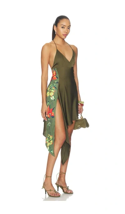 Juliet Johnstone The Split Petal Dress In Dark Olive