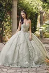 Juliet Jt1450j Glitter Quinceanera Long Ball Gown In Green