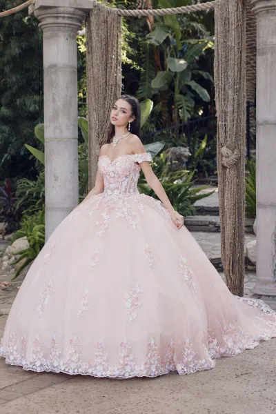 Juliet Jt1460j Long Ball Gown Quinceanera Dress In Pink