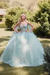 Juliet Jt1466h Beaded Long Ball Gown Glitter Floral Applique Quinceanera Dress In Green