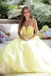 Juliet Jt224 Ball Gown Long Formal Floral Prom Dress In Yellow