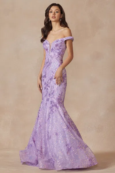 Juliet Jt2412 Formal Long Prom Mermaid Dress In Purple