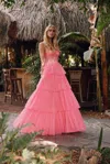 Juliet Jt2457h Long Prom Formal Ruffle Skirt Ball Gown In Pink