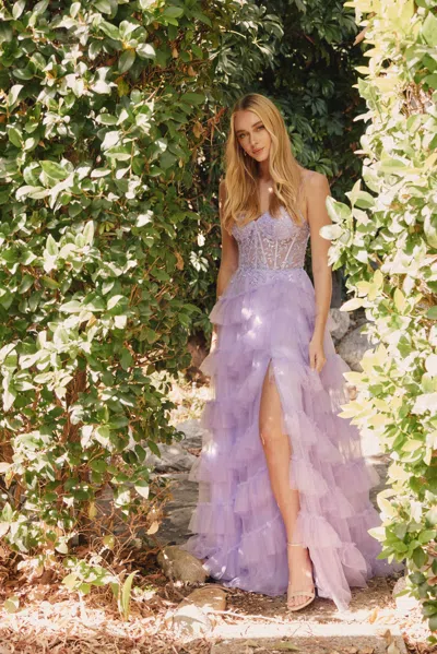 Juliet Jt2459a Formal Long Prom Fitted Beaded Gown In Purple