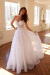 Juliet Jt2482sw A Line Long Glitter Wedding Dress In White