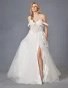 Juliet Jt2483kw Long Floral Wedding Dress In White