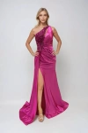 Juliet Jt2519l Fitted Long Formal Slit Pleated Prom Dress In Pink
