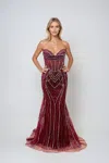 Juliet Jt2541k Short Fitted Formal Evening Prom Dress In Burgundy