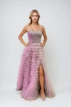 Juliet Jt2544s Fitted Prom Long Ruffle Formal Dress In Sand