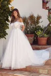 Juliet Jt2606lw Long Floral Applique Wedding Dress In White