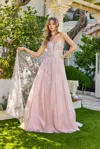 Juliet Jt2620u Sequin Beaded Long Formal Ball Gown Corset Prom Dress In Pink