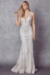 Juliet Jt277w Glitter Long Mermaid Wedding Dress In White