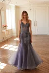 Juliet Jt2883c Long Mermaid Formal Glitter Sequin Corset Prom Dress In Gray