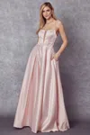 Juliet Jt687 Formal Long A Line Evening Prom Dress In Pink