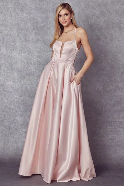Juliet Jt687 Formal Long A Line Evening Prom Dress In Pink