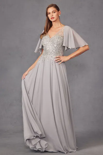 Juliet Jtm14f Long Formal Mother Of The Bride Dress In Silver