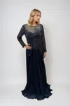 Juliet Jtm17b Long Formal Sequin Mother Of The Bride Dress In Blue