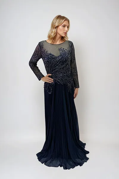 Juliet Jtm17b Long Formal Sequin Mother Of The Bride Dress In Blue