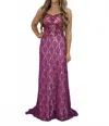 Juliet Lace Mermaid Evening Gown In Purple In Purple