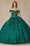 Juliet Long Ball Gown Off Shoulder Quinceanera Dress In Green