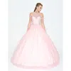 Juliet Long Quinceanera Off Shoulder Beaded Ball Gown In Pink