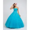 Juliet Long Strapless Quinceanera Dress Ball Gown In Blue
