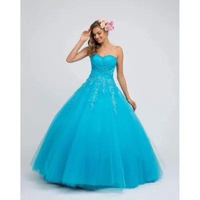 Juliet Long Strapless Quinceanera Dress Ball Gown In Blue