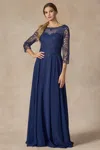 Juliet M11 Long Beaded Lace Formal Mother Of The Bride Dress In Blue