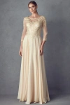 Juliet M12 Long Formal Mother Of The Bride Lace Dress In Gold