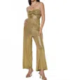 Juliet Metallic Twist Cut Out Jumpsuit In Gold In Gold