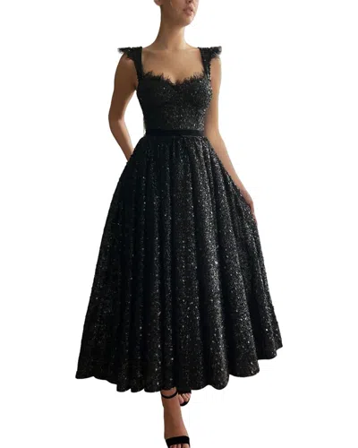 Juliet Roses Floral Dress In Black