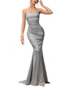 Juliet Roses Maxi Dress In Silver
