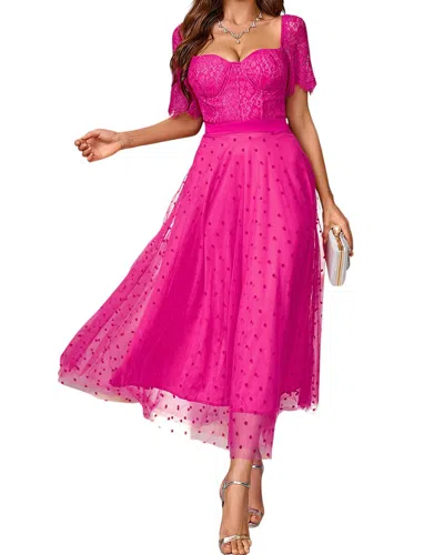 Juliet Roses Midi Dress In Red