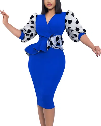 Juliet Roses Midi Dress In Blue