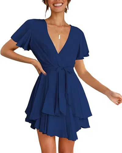 Juliet Roses Mini Dress In Blue