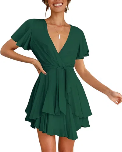 Juliet Roses Mini Dress In Green