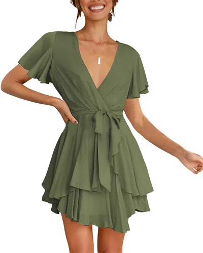 Juliet Roses Mini Dress In Green