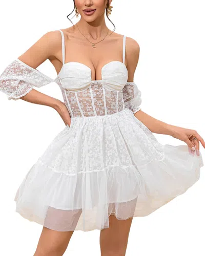 Juliet Roses Mini Dress In Neutral