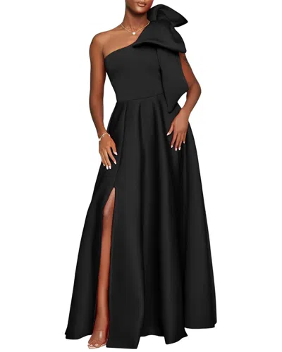 Juliet Roses One-shoulder Maxi Dress In Black
