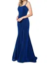 Juliet Sleeveless Metallic Glitter Gown In Royal In Blue
