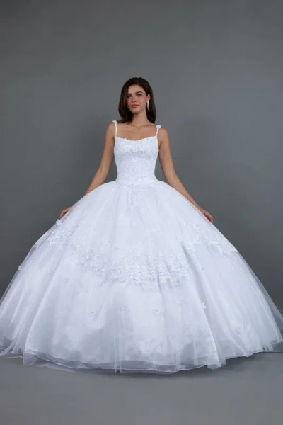 Juliet T1496hw Ball Gown Long 3d Floral Quinceanera Dress In White