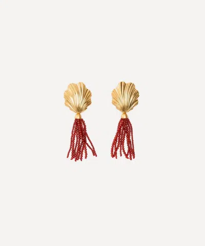 Julietta 24ct Gold-plated Aria Earrings With Red Carnelian