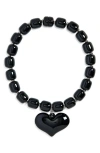 Julietta Amore Beaded Heart Pendant Necklace In Black