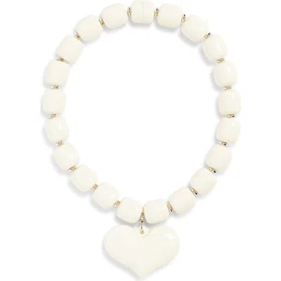 Julietta Amore Beaded Heart Pendant Necklace In Ivory