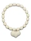 Julietta Amore Beaded Heart Pendant Necklace In White