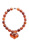 Julietta Amore Resin Heart Pendant Necklace In Brown