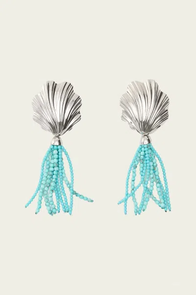 Julietta Aria Earrings In Silver Turquoise In Blue