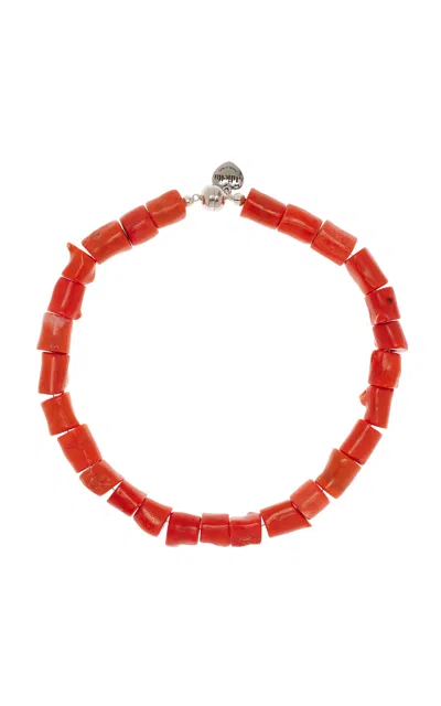 Julietta Coral Beaded Necklace In Red
