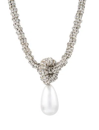 Pre-owned Julietta Crystal & Faux Pearl Drop Pendant Necklace, 33.5" In Multicolor